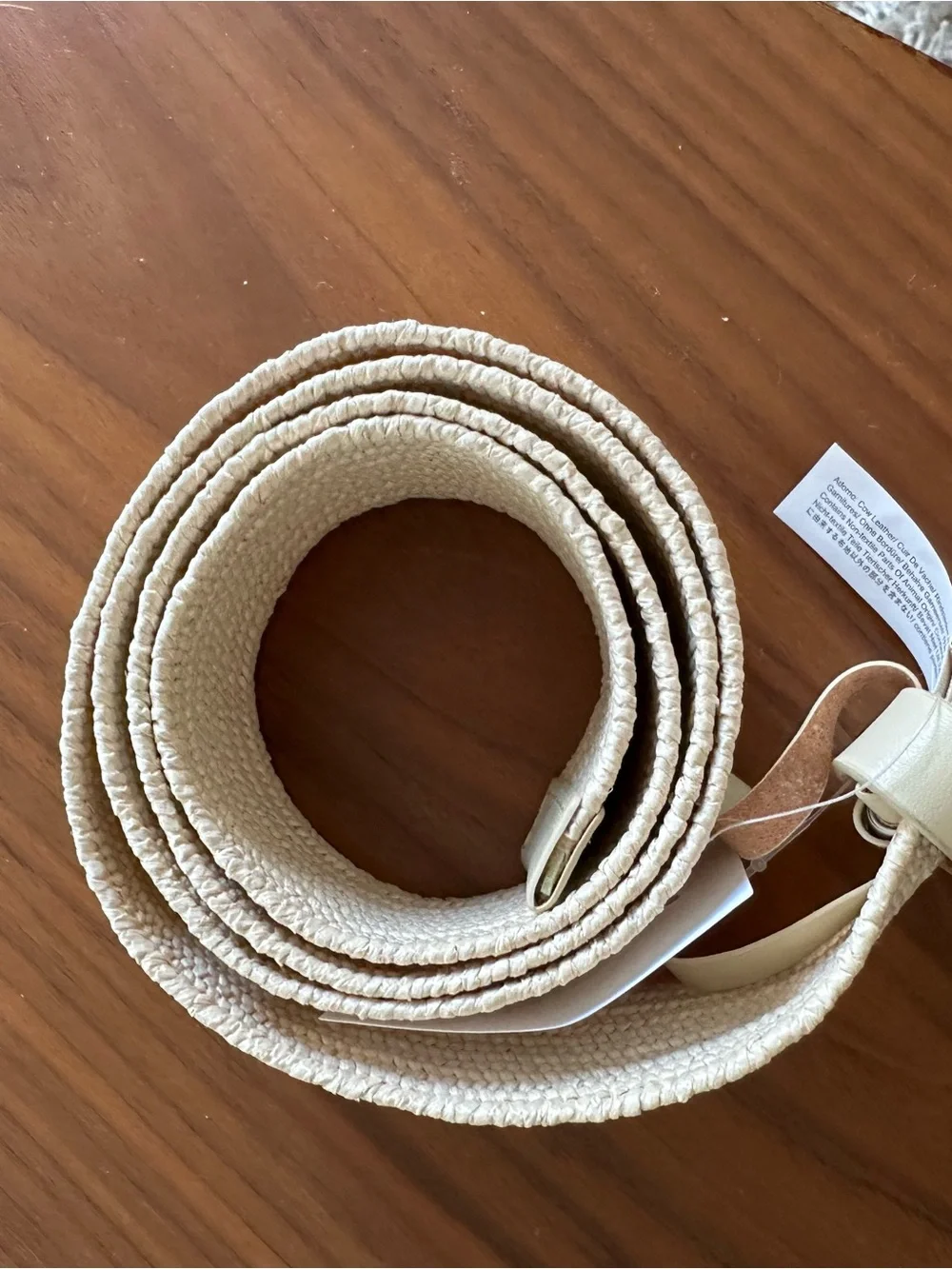 J Crew Neutral Woven Rope Belt with Round Buckle - Cream